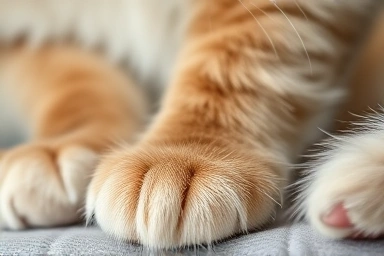 Close-up of clean, shiny cat fur after waterless shampoo.